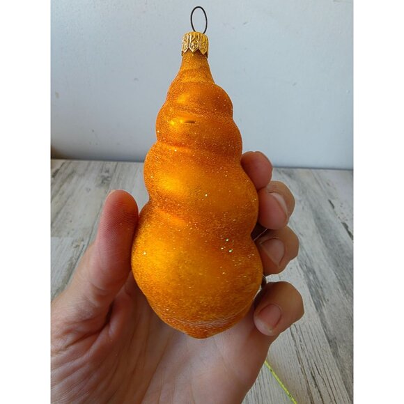 Radko vintage yellow sea swirl seashell shell glitter Beach ornament glass Hawai - Picture 7 of 9